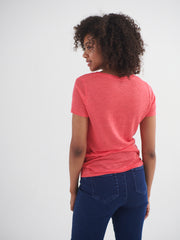 Charlie linen v-neck t-Shirt - Geranium | NRBY Clothing