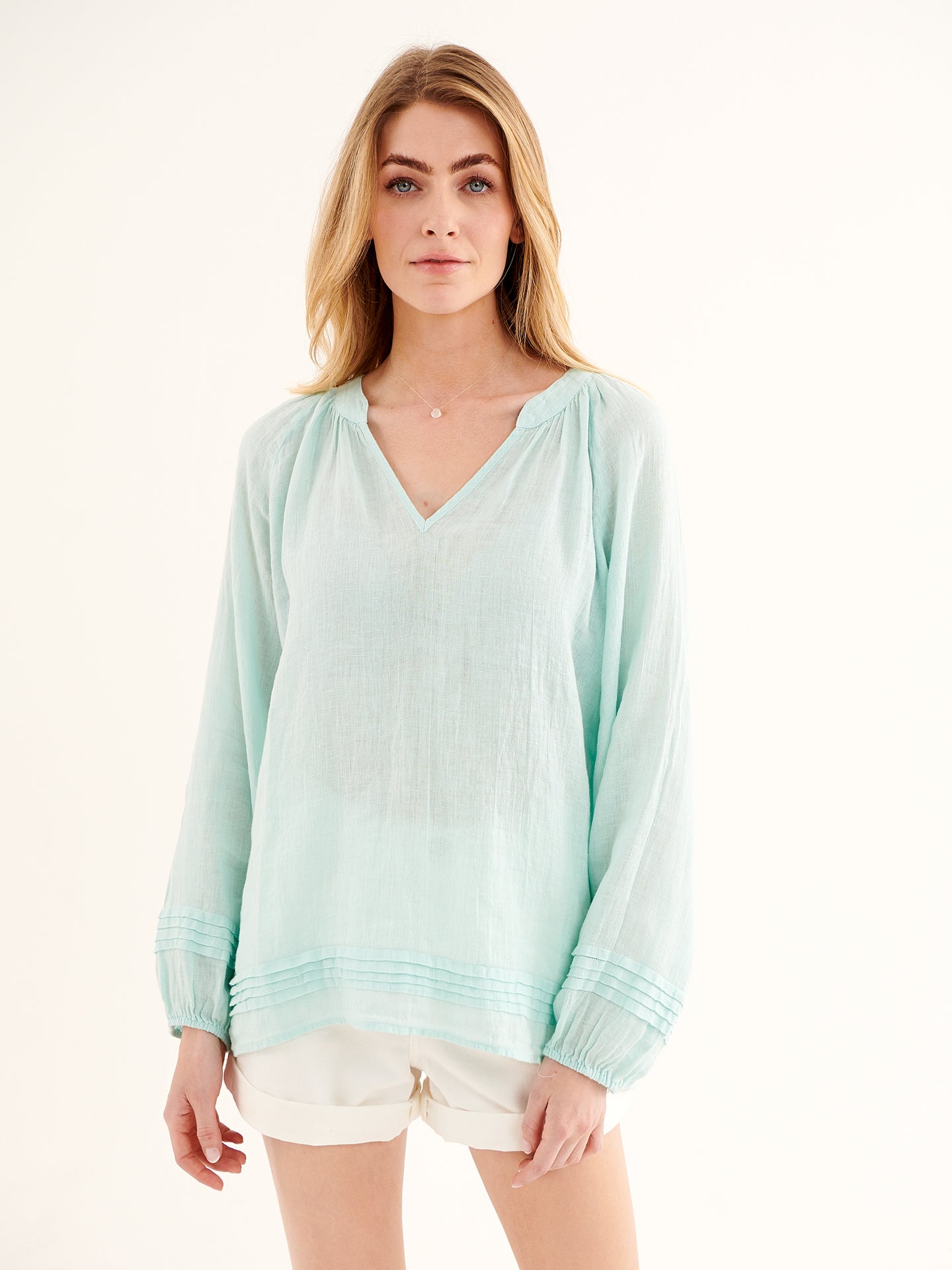 Myrtle linen shirt - Aqua