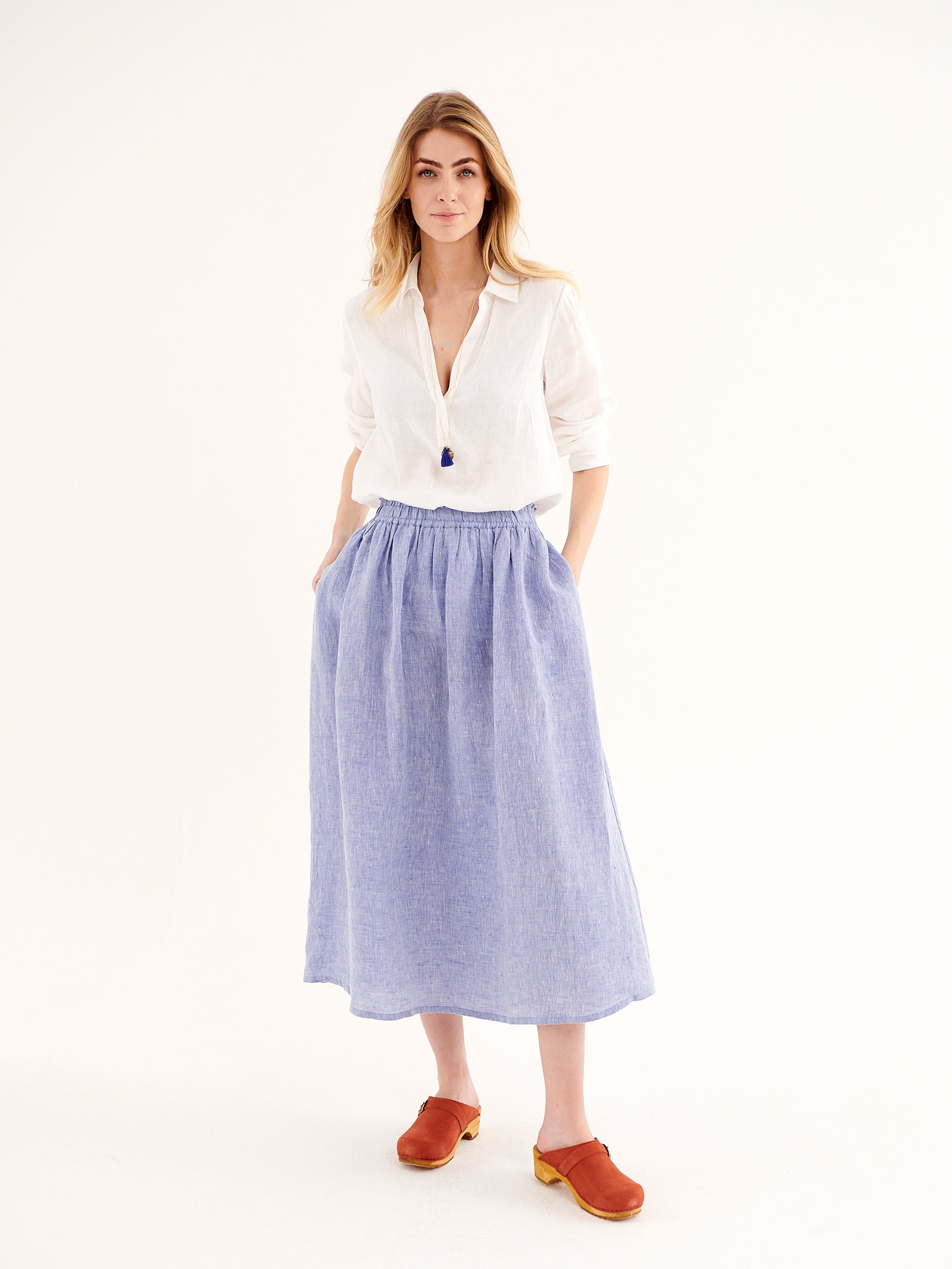 Light blue outlet linen skirt