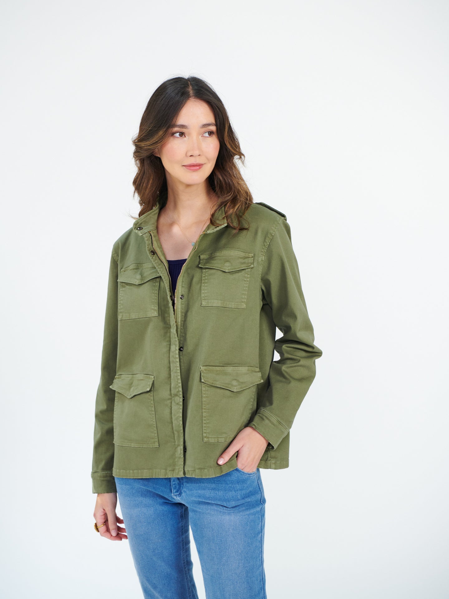 Monica cotton utility jacket - Khaki