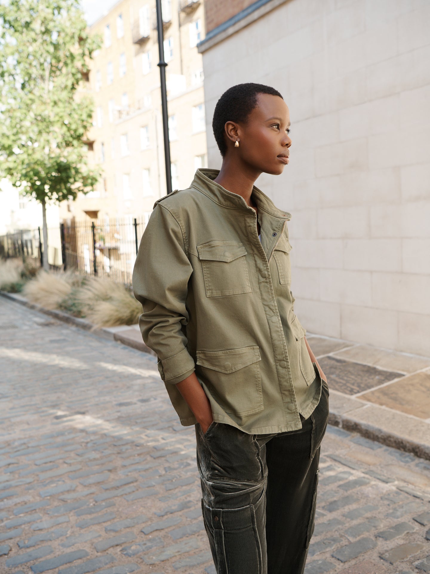 Monica cotton utility jacket - Khaki