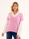 Ingrid v-neck chunky knit tank - Soft Pink