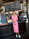 Chrissie linen maxi dress with pockets - Pink