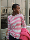Billie cotton rib stripe t-shirt - Pink/Grey