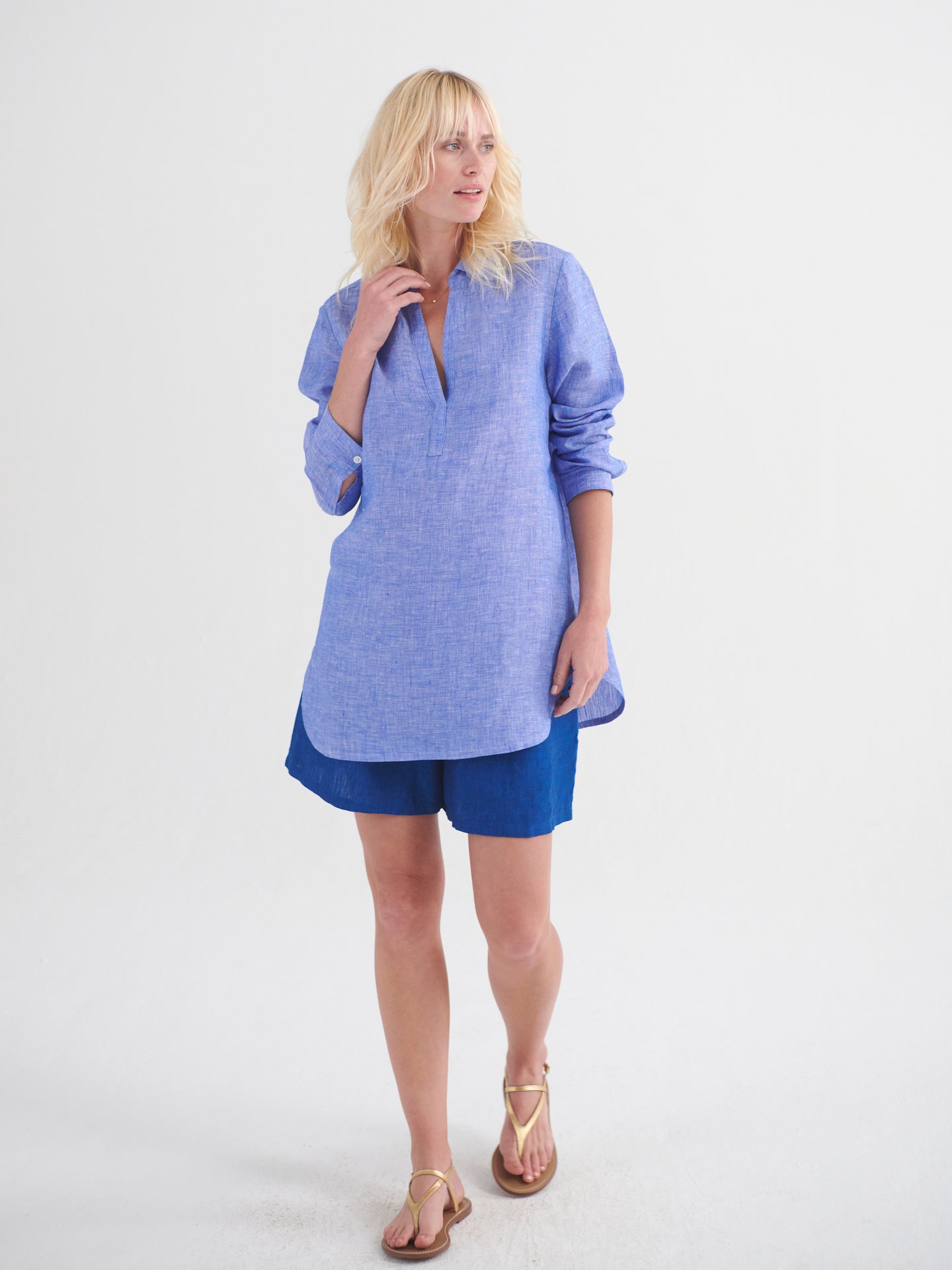 Chrissie linen shirt - Bright Blue