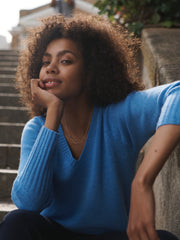 Mari perfect cashmere sweater - Heathered Bluebell