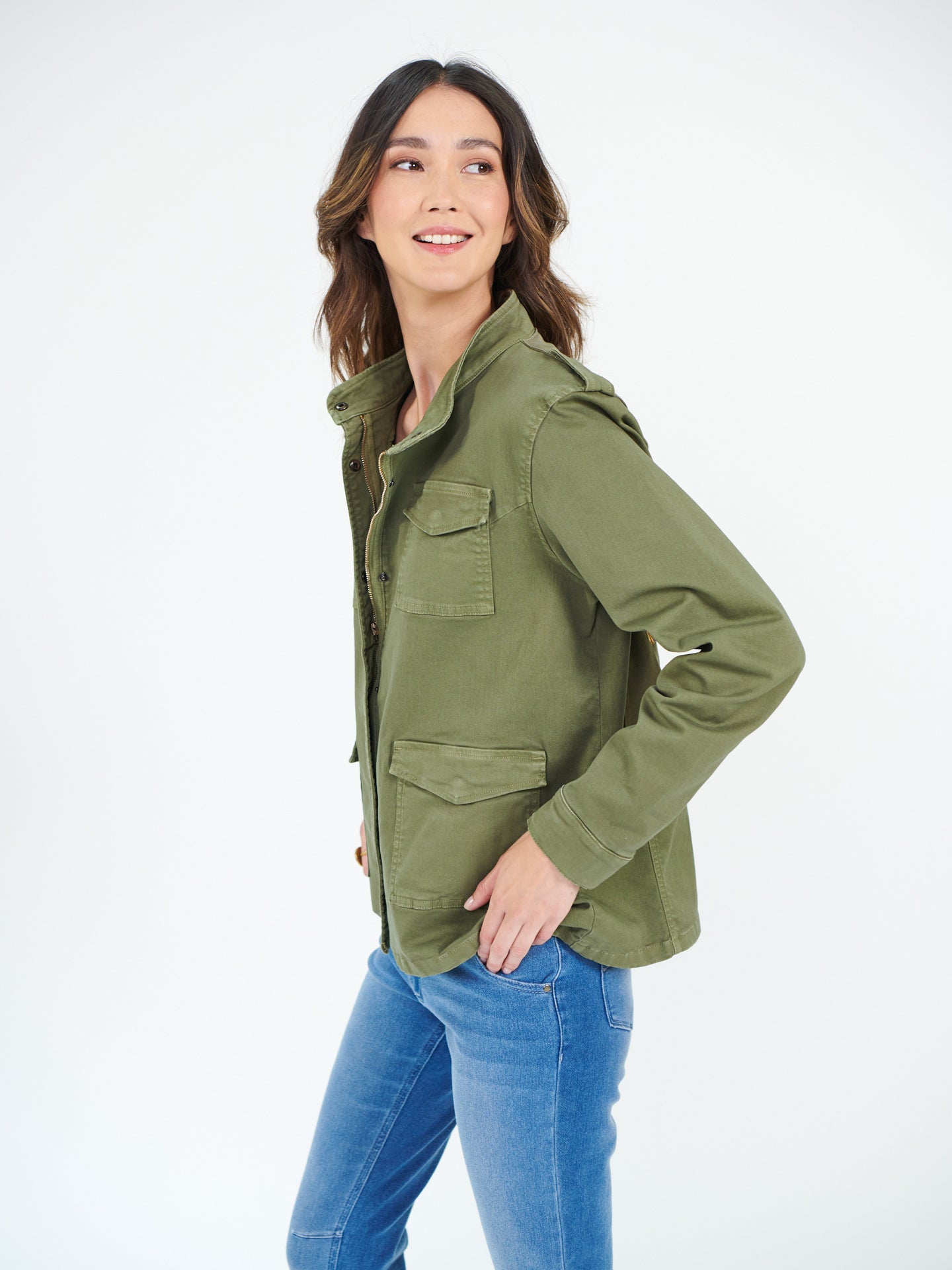 Monica cotton utility jacket - Khaki