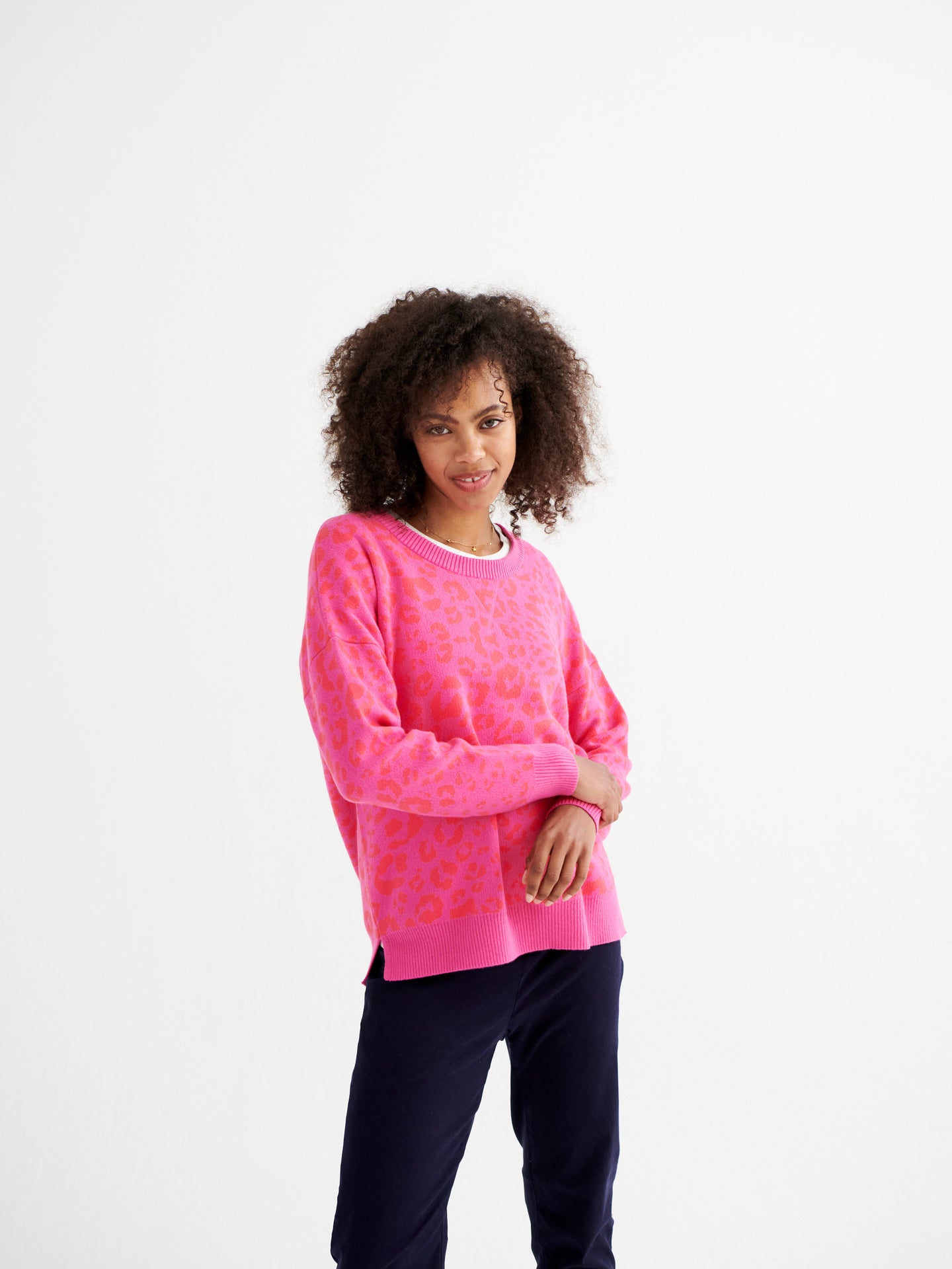 Minnie cotton cashmere blend jacquard sweater - Pink