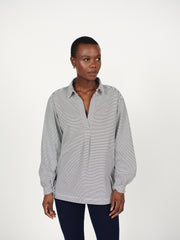 Monia jersey stripe tie cuff shirt