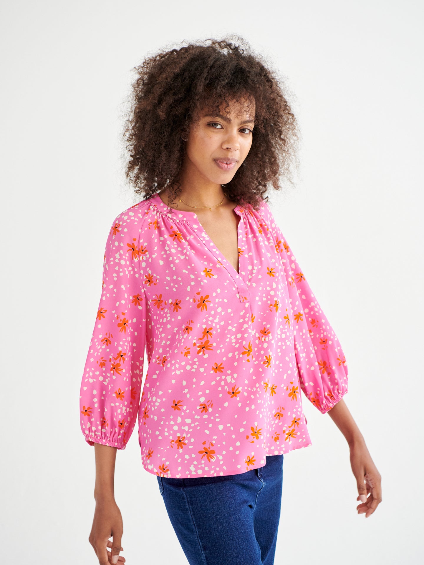 Lara silk floral pop shirt