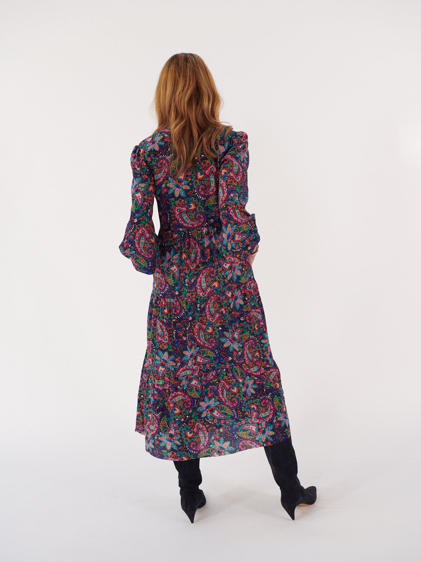 Ana silk painterly paisley dress