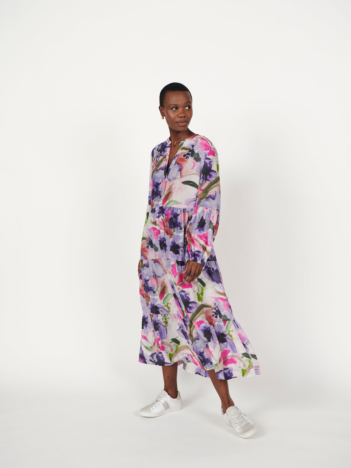 Gemma silk watercolour floral dress