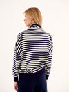 Jayne funnel neck tunic stripe sweater - Navy & White