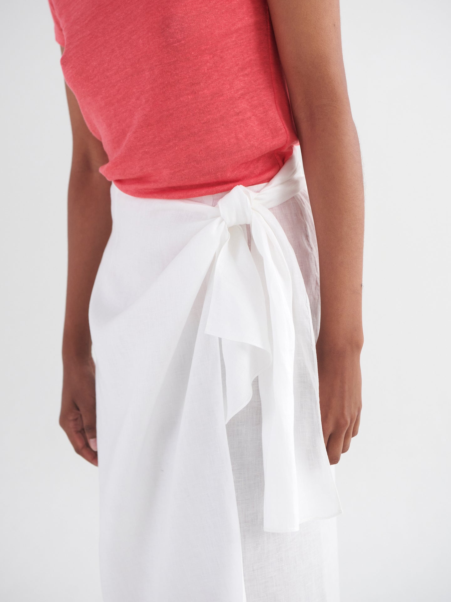 Himari linen wrap skirt - White