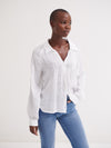 Lydia gauze linen pleat front blouse