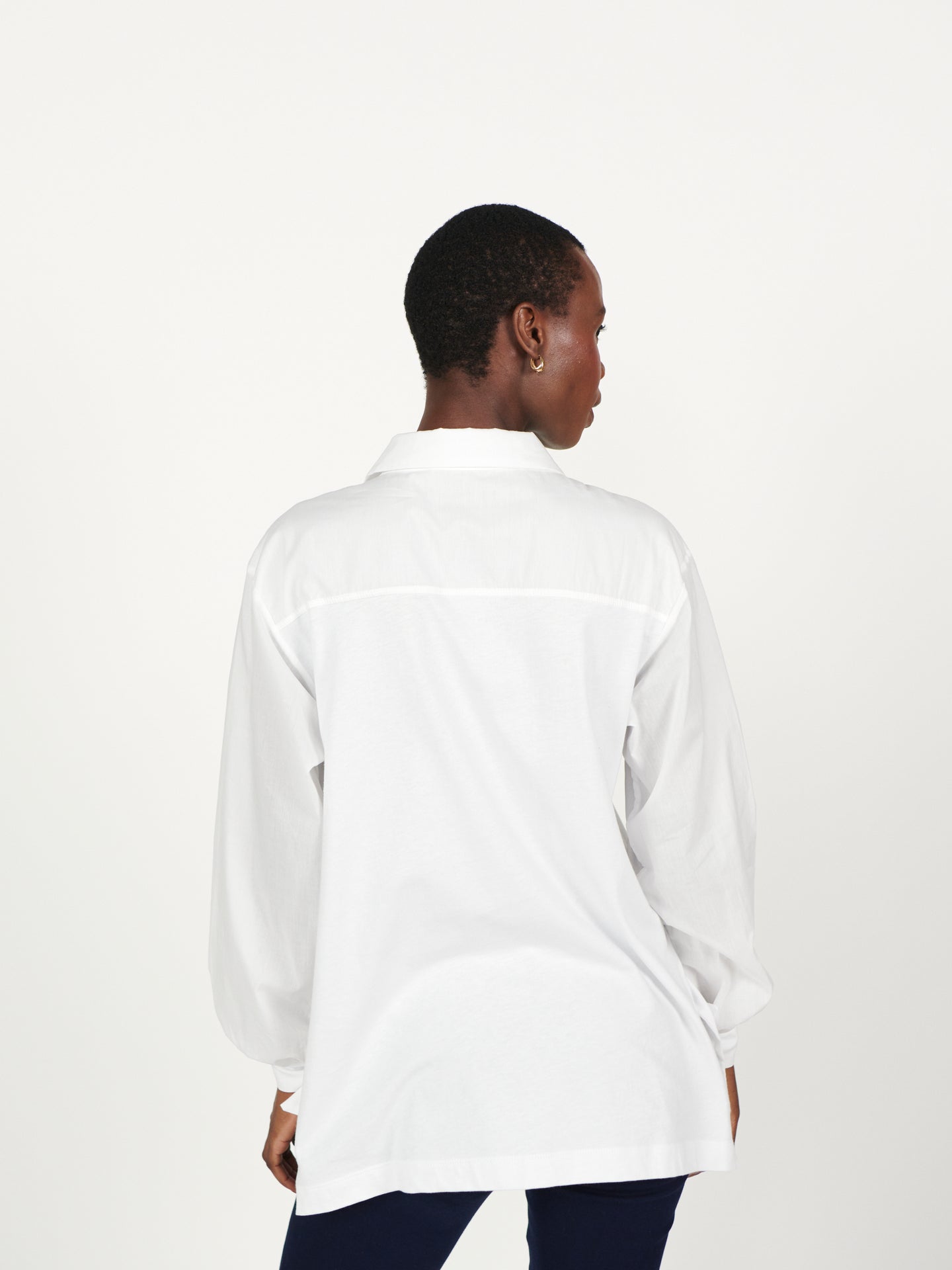 Romi jersey and cotton tie cuff shirt - White