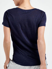 Charlie linen v-neck t-shirt - Navy