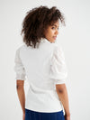 Evelyn jersey and cotton short sleeve shirt - White