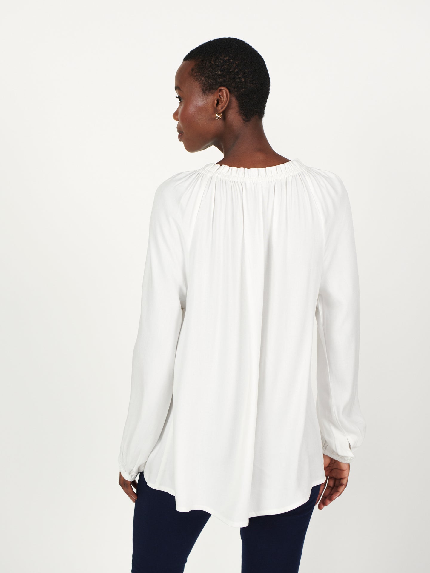 Sylvia viscose drawstring neck Blouse