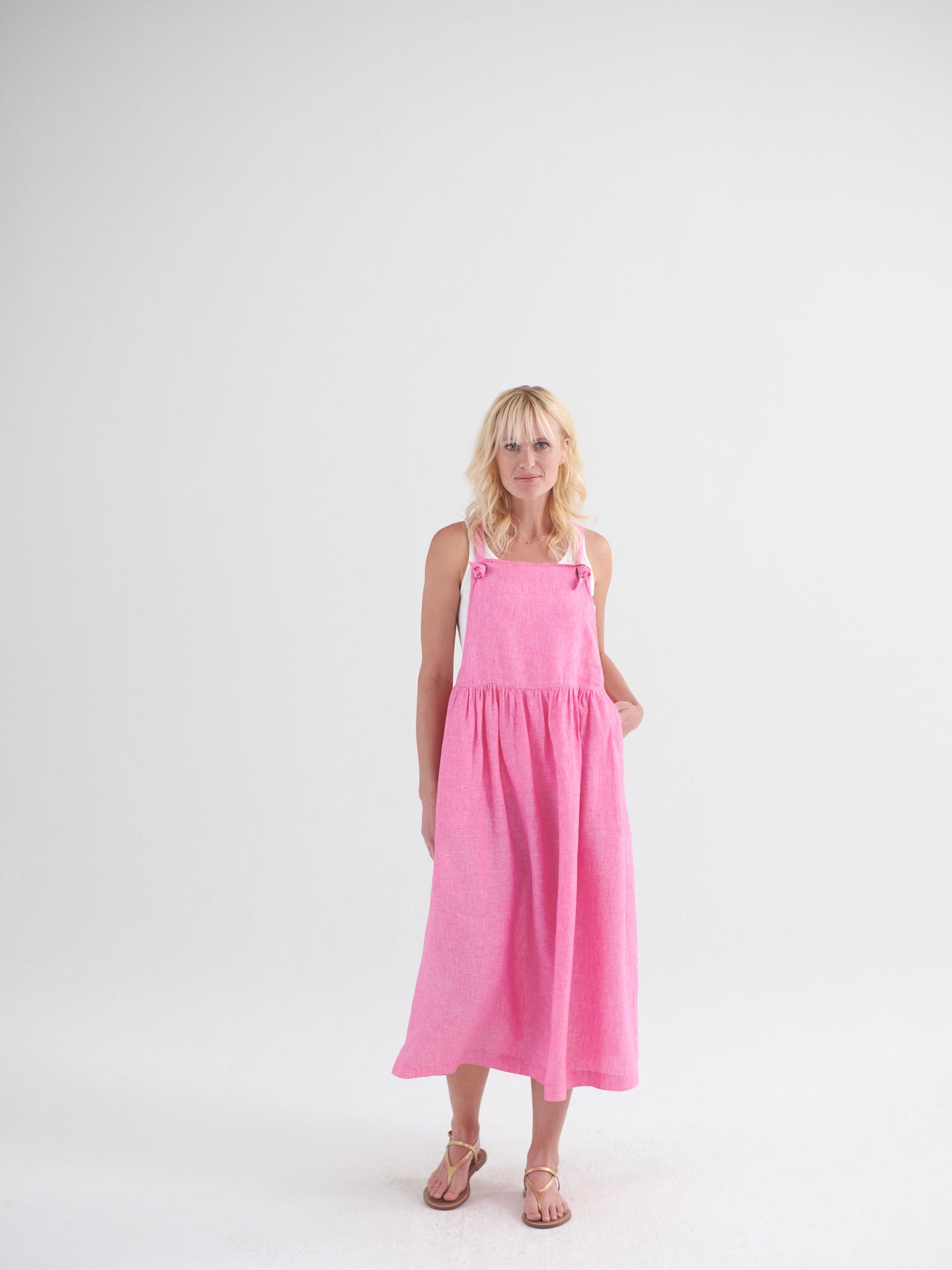 Violetta linen pinafore dress