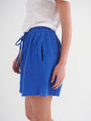 Poppie double cloth elastic waist short - Cobalt