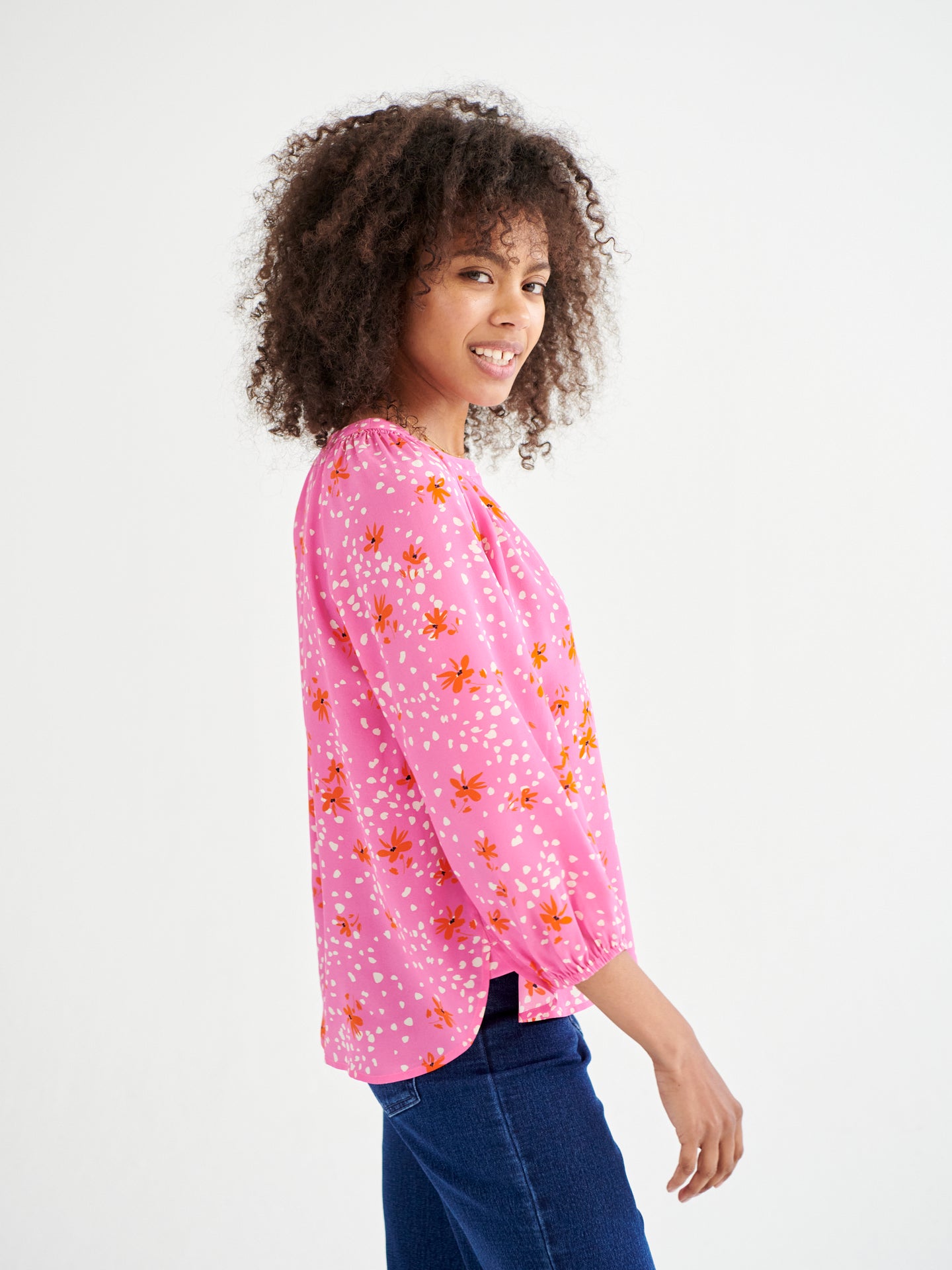 Lara silk floral pop shirt