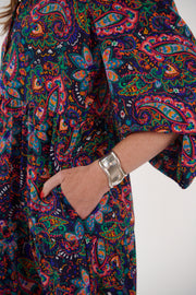 Ana silk painterly paisley dress