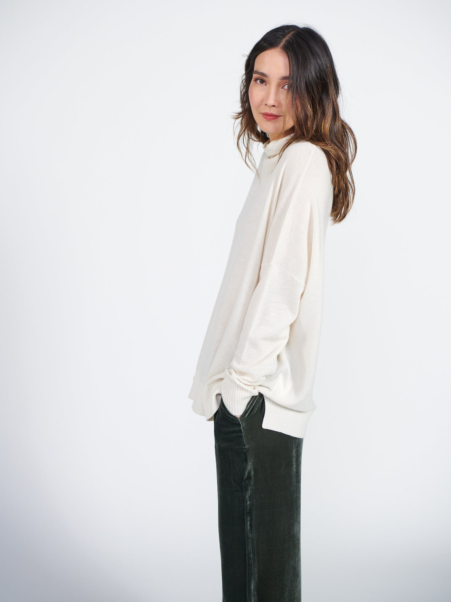 Josie funnel neck sweater with ribbed cuffs
