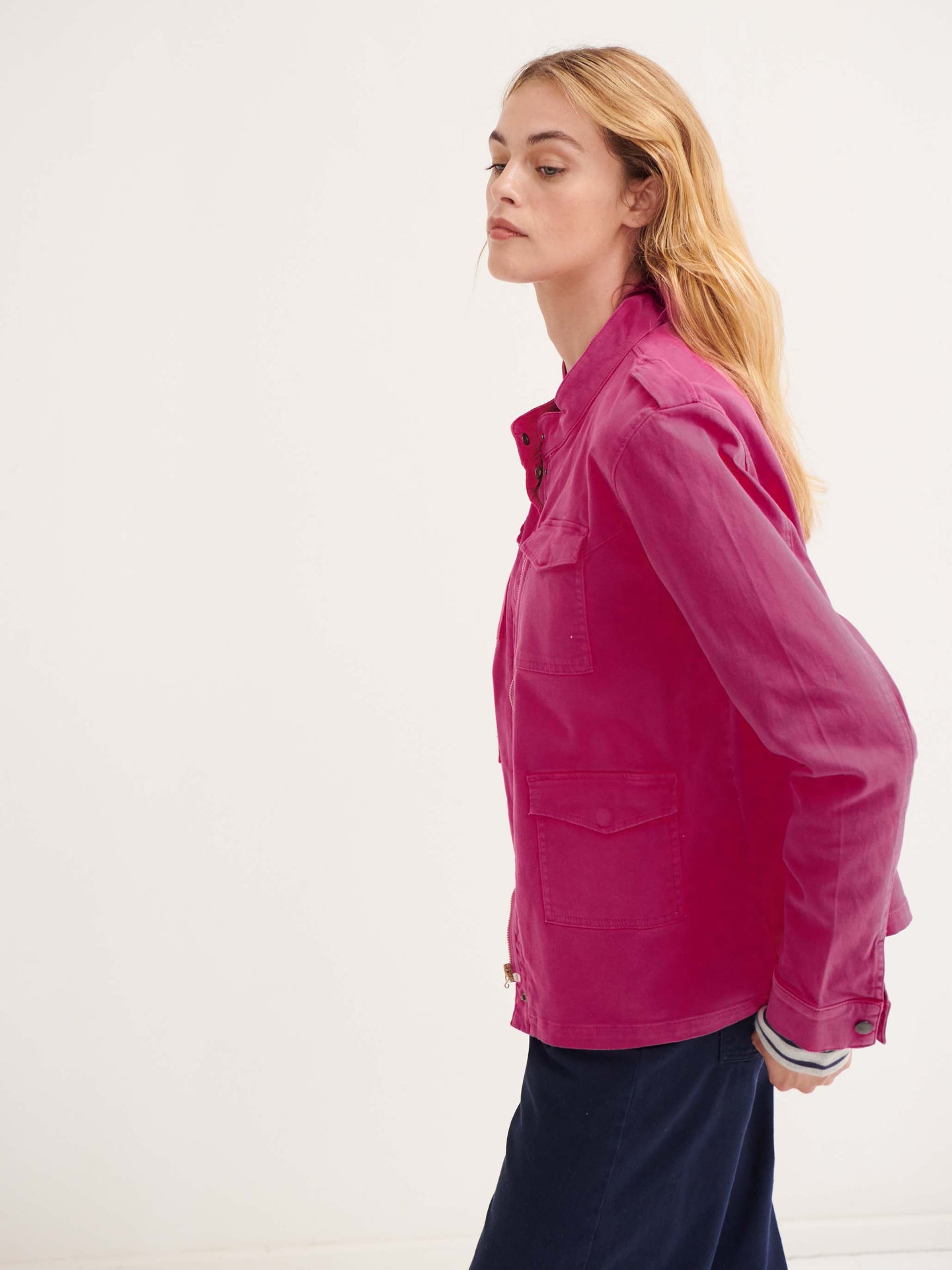 Monica cotton utility jacket - Hot Pink