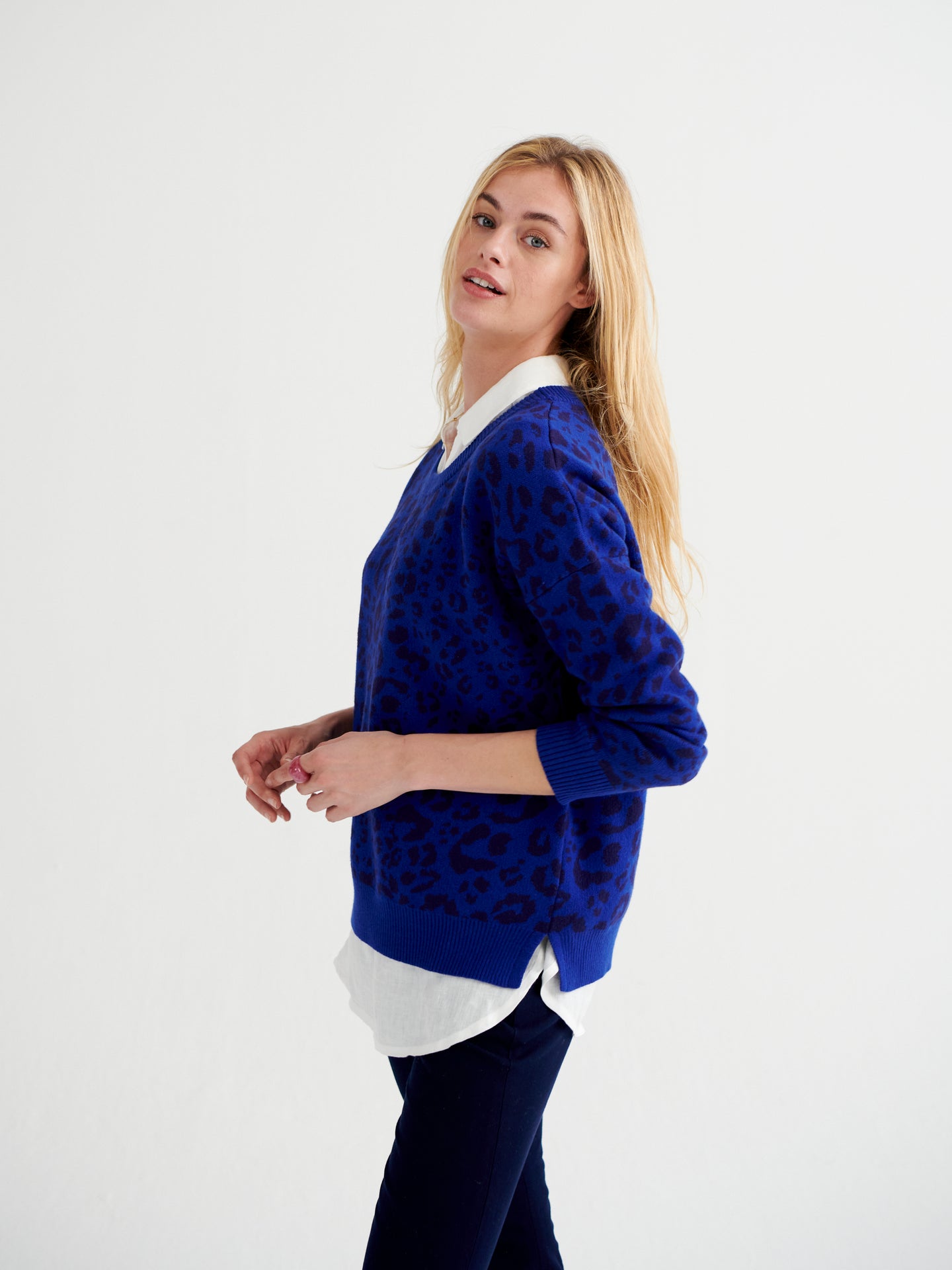 Minnie cotton cashmere blend jacquard sweater - Blue
