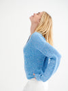 Sandy cotton cashmere blend v neck sweater - Blue Multi