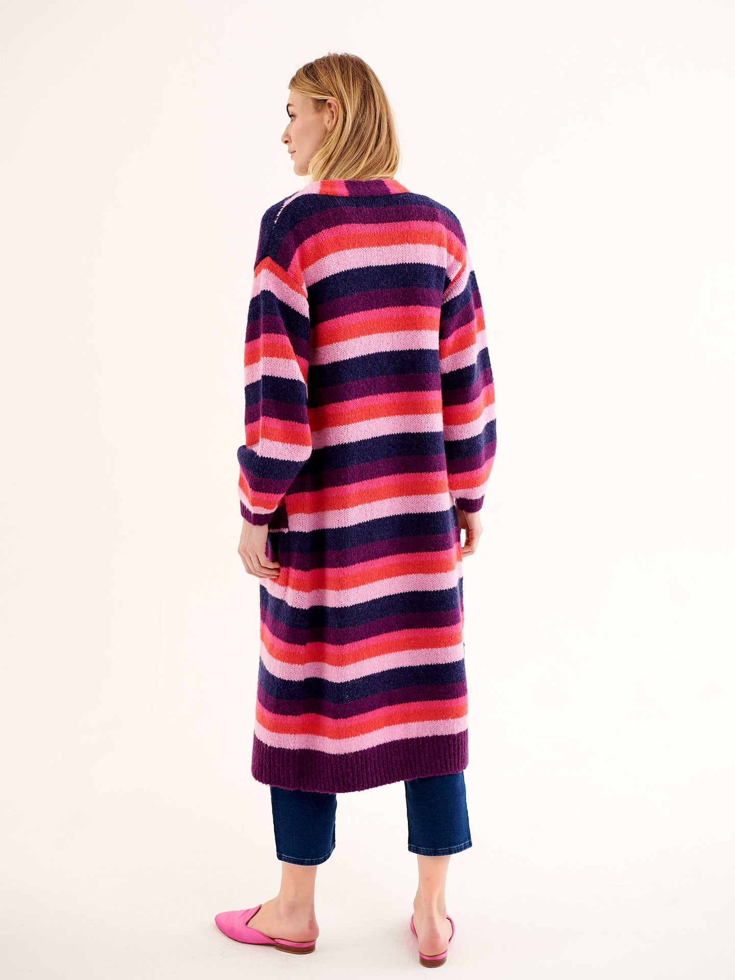 Carolyn chunky knit maxi cardigan - Multistripe