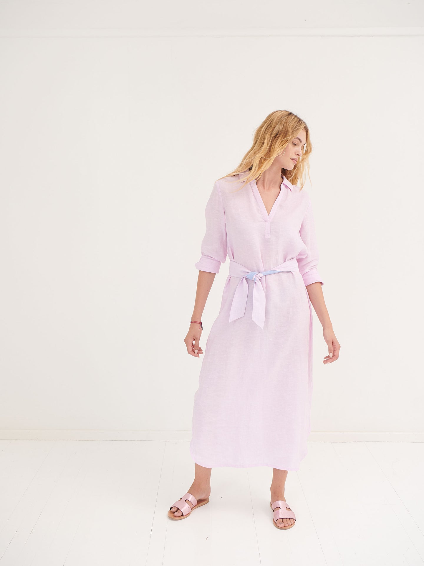 Chrissie linen maxi dress - Pink Sorbet