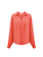 Lydia gauze linen pintuck shirt - Orange | NRBY Clothing