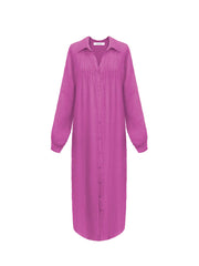 Sami gauze linen pleat front maxi dress - Cherry Pink