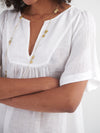 Verity gauze linen v neck dress - White