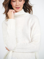 Jana funnel neck sweater with ribbed cuffs - Cream