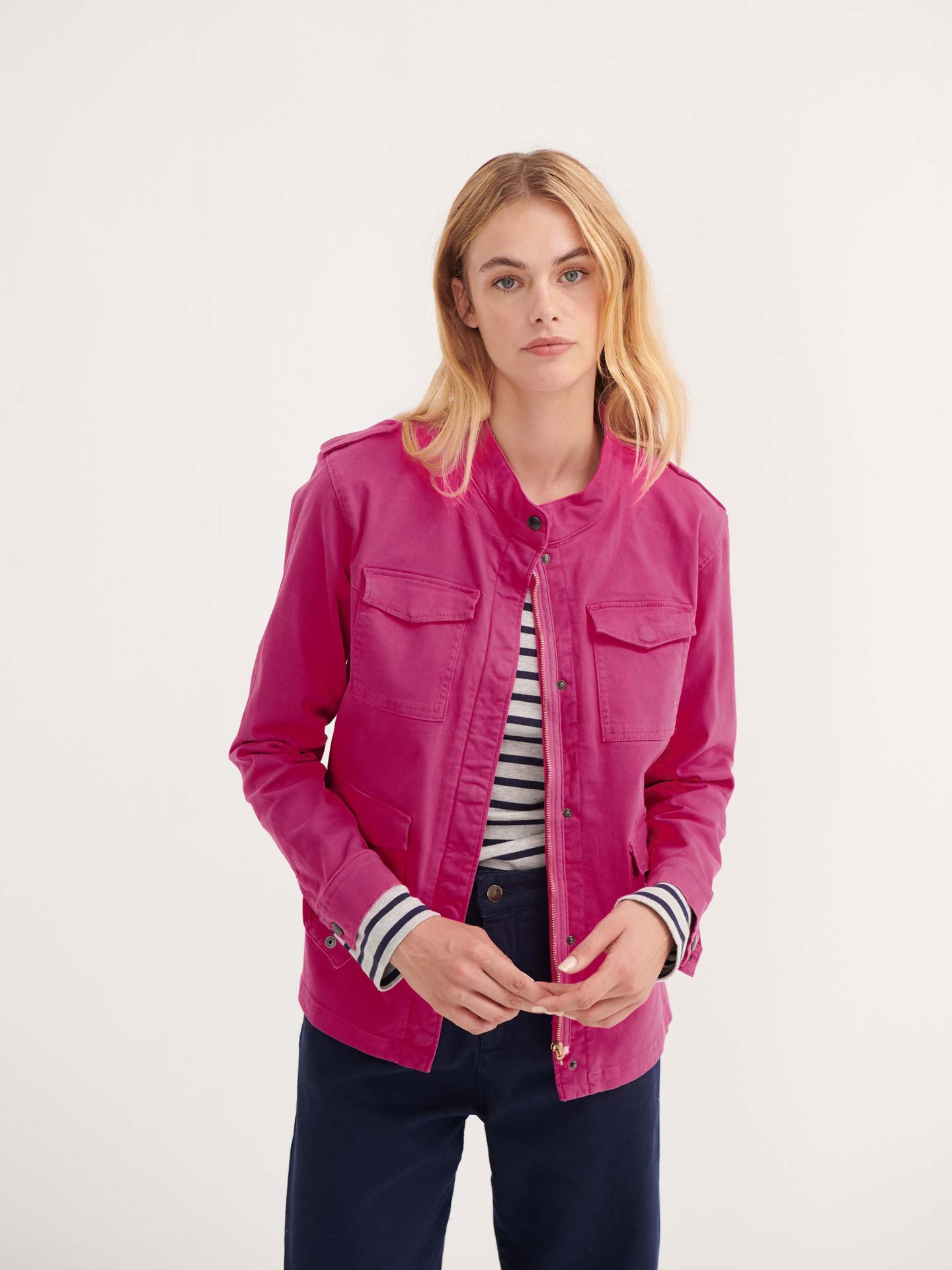 Monica cotton utility jacket - Hot Pink