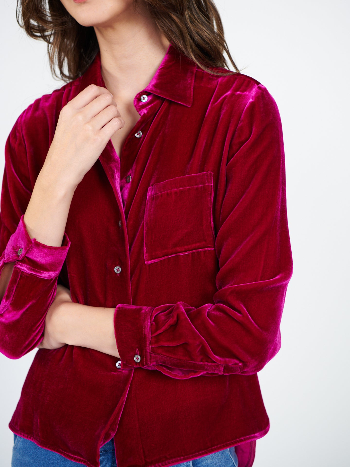 Patti velvet shirt - Hot Pink