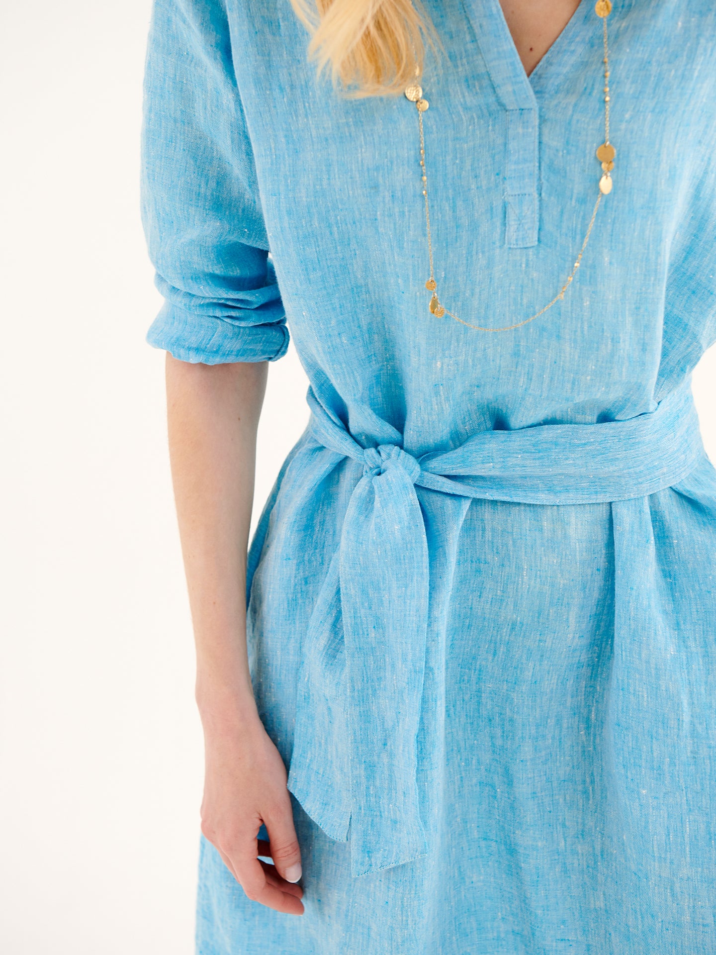 Chrissie linen maxi dress with pockets