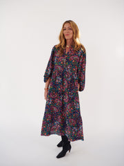 Ana silk painterly paisley dress