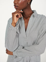 Monia jersey stripe tie cuff shirt