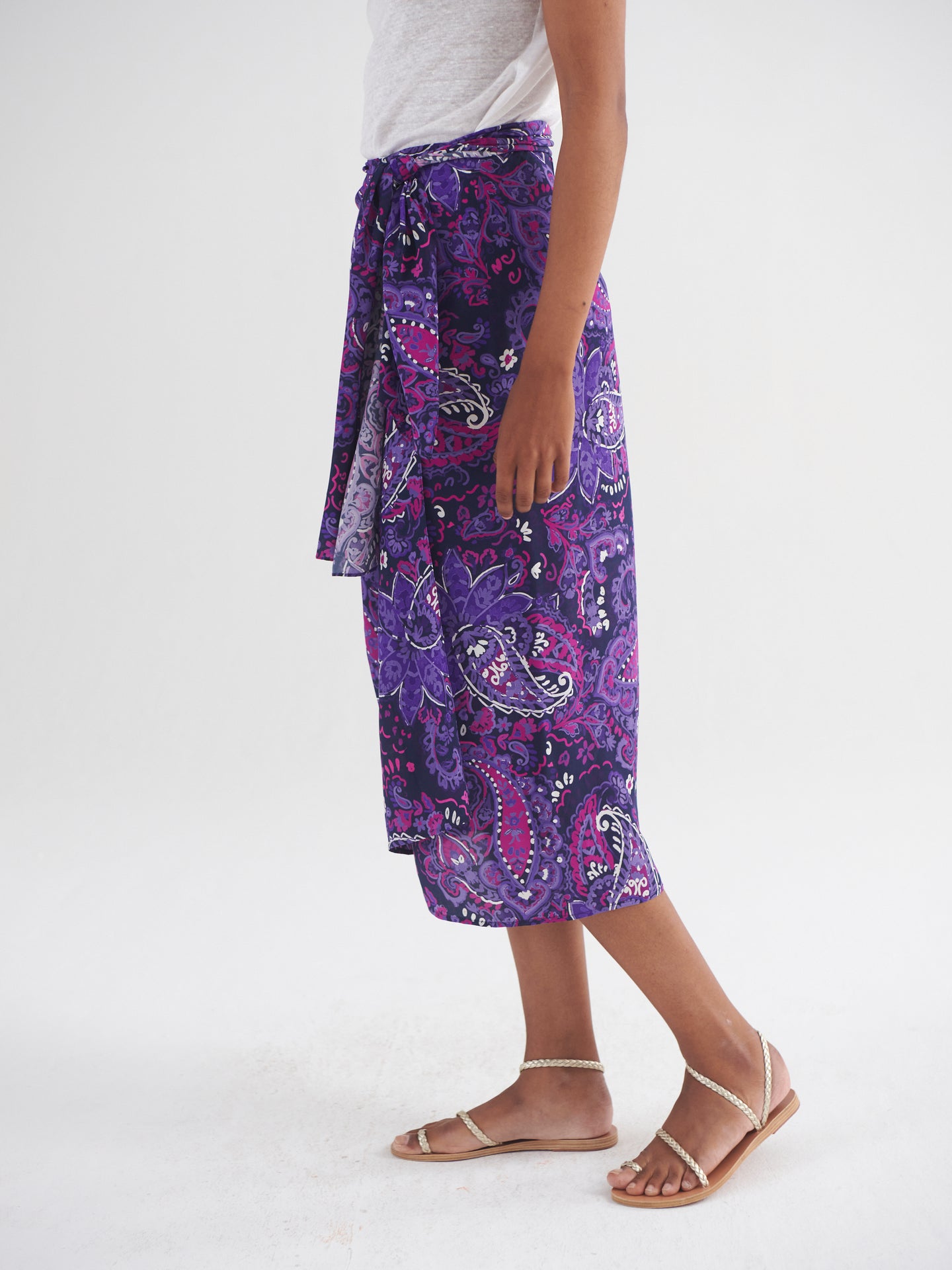 Himari silk giant painterly paisley skirt