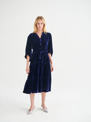 Ana velvet tiered dress - Navy