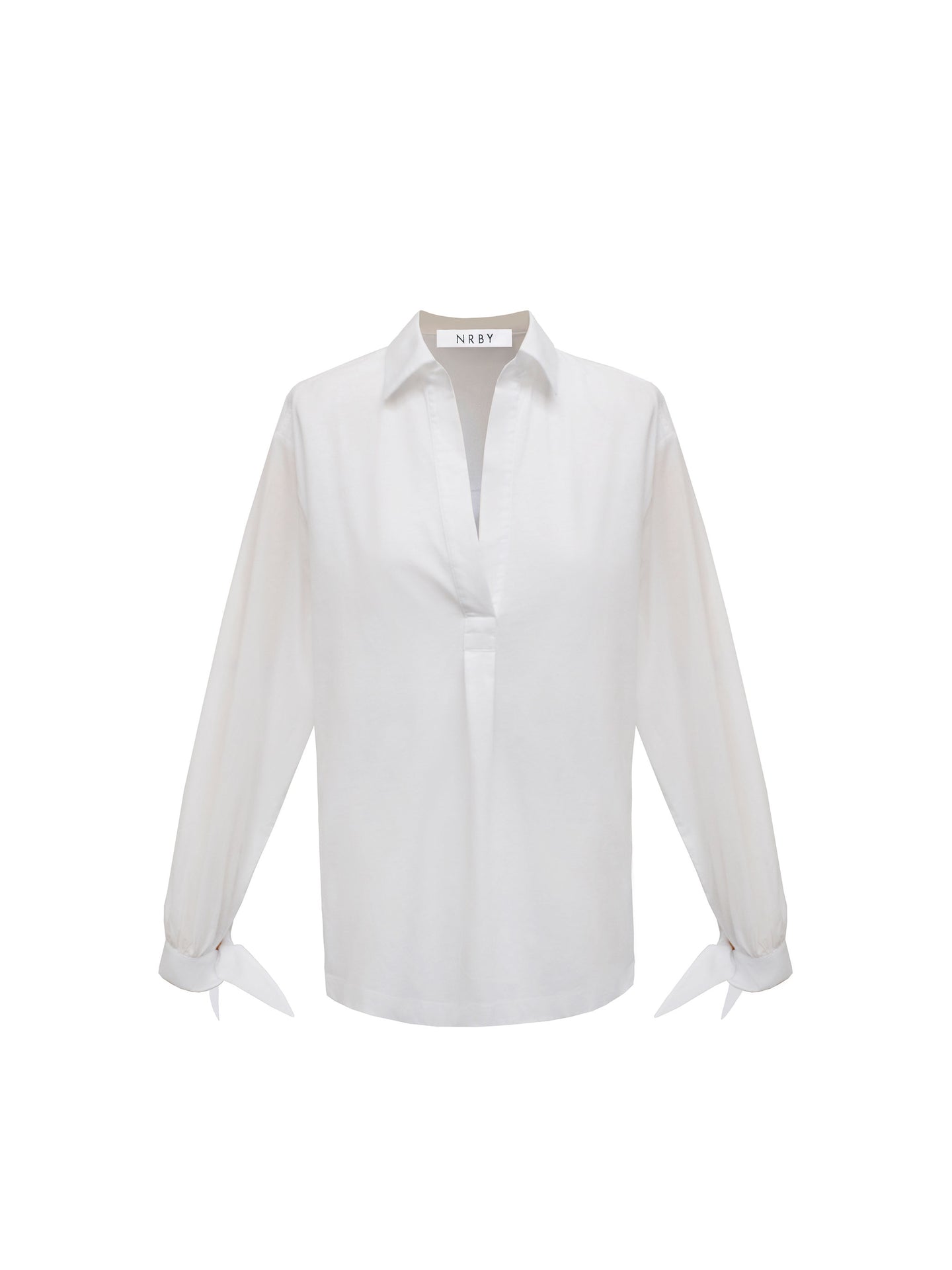 Romi jersey and cotton tie cuff shirt - White