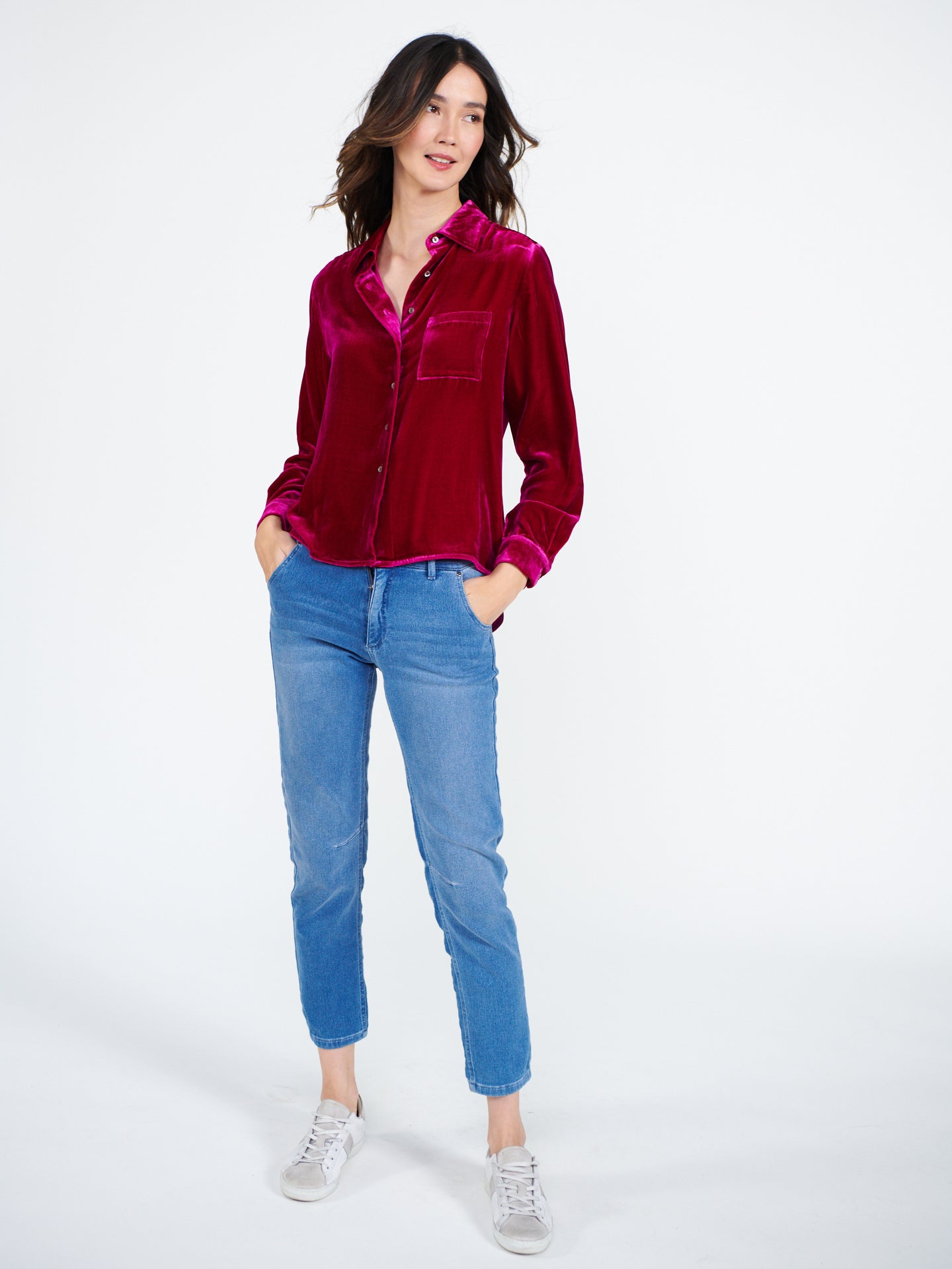 Patti velvet shirt - Hot Pink