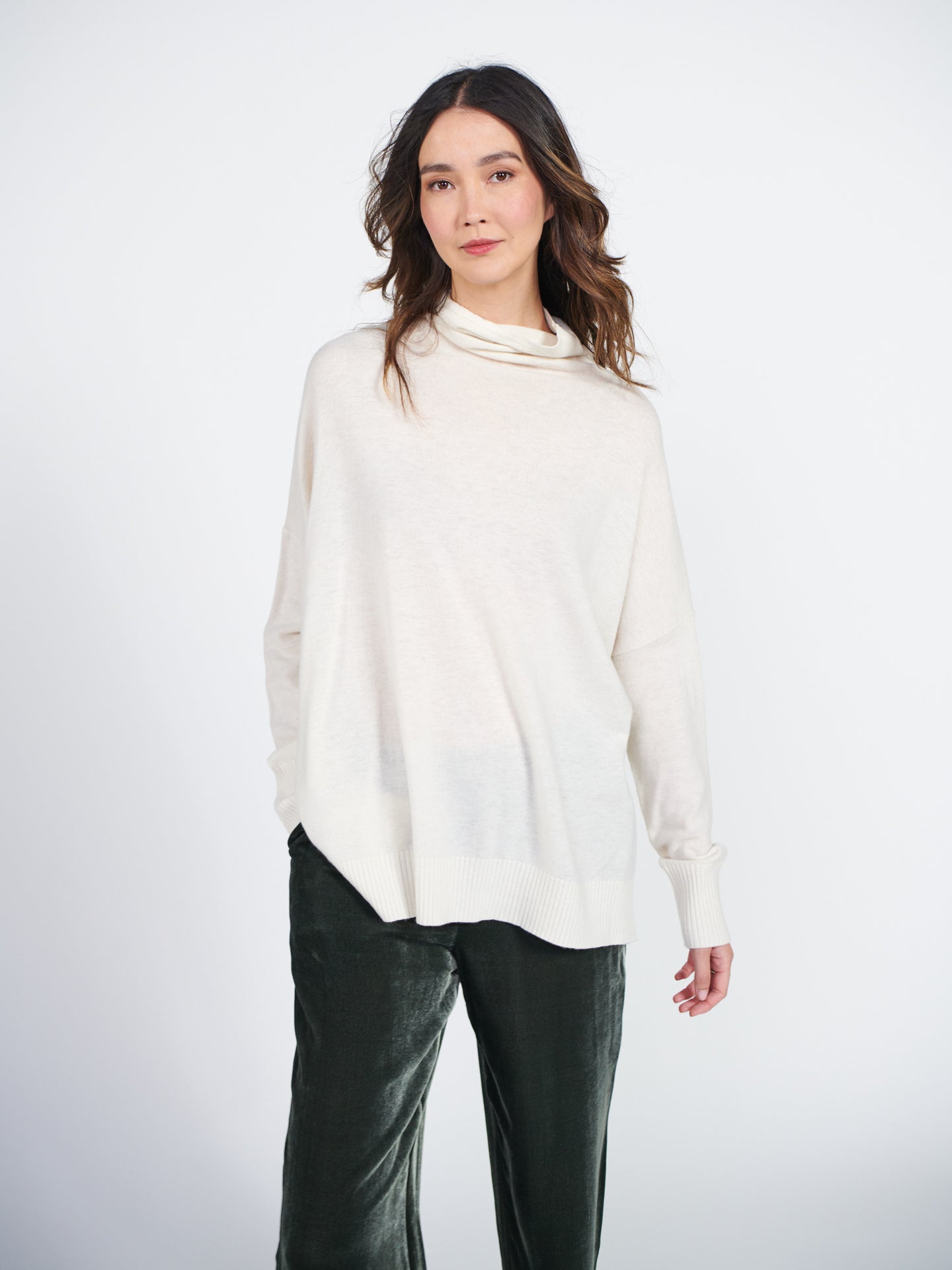 Josie funnel neck sweater with ribbed cuffs