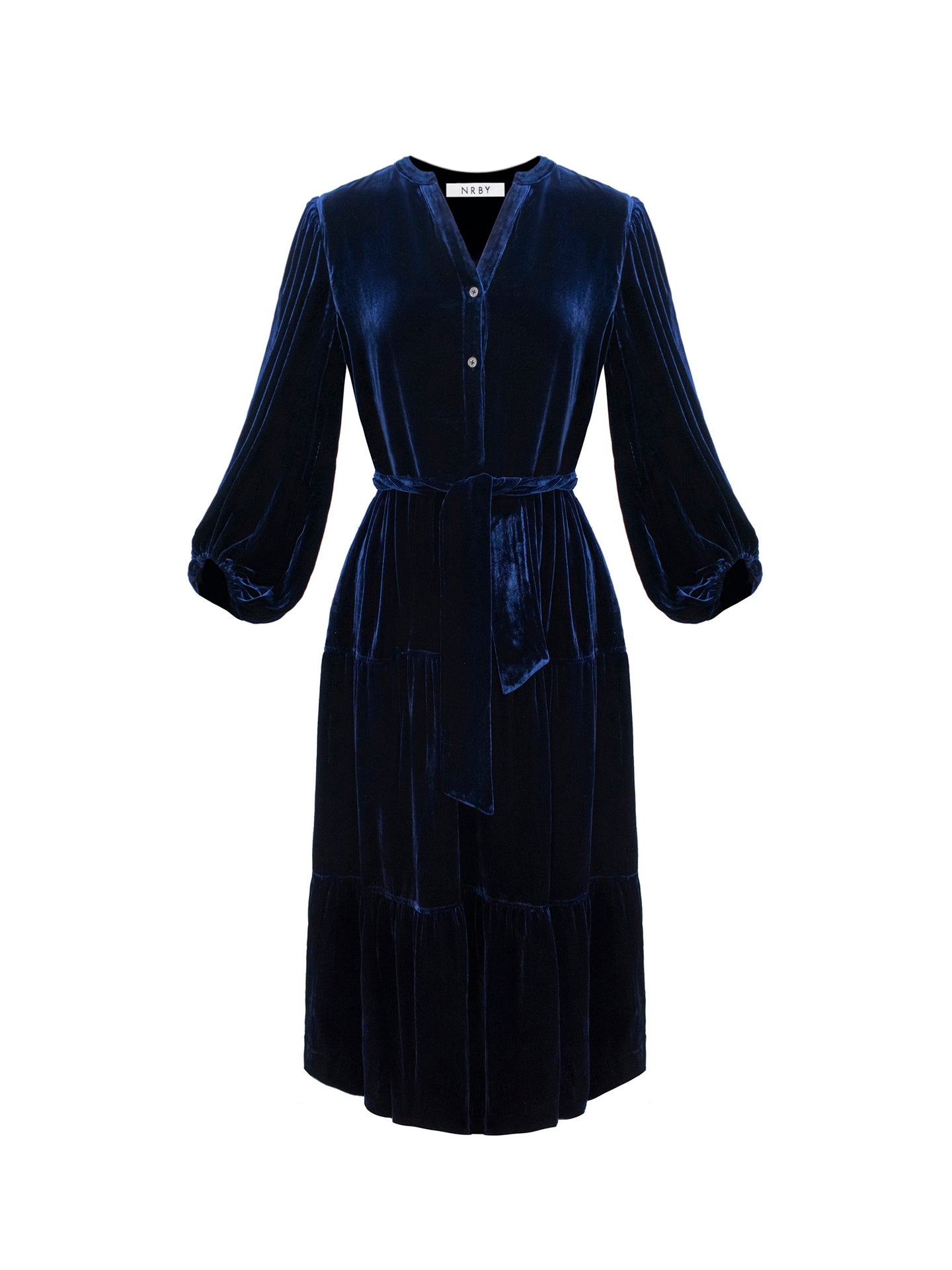 Ana velvet tiered dress - Navy