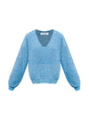 Sandy cotton cashmere blend v neck sweater - Blue Multi