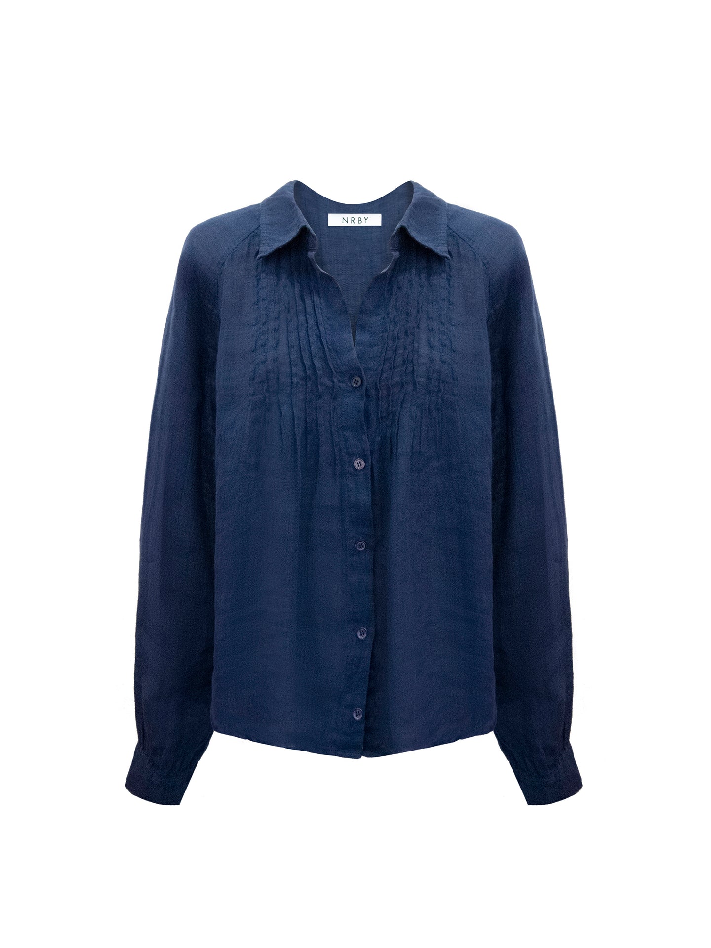 Lydia gauze linen pleat front blouse - Navy